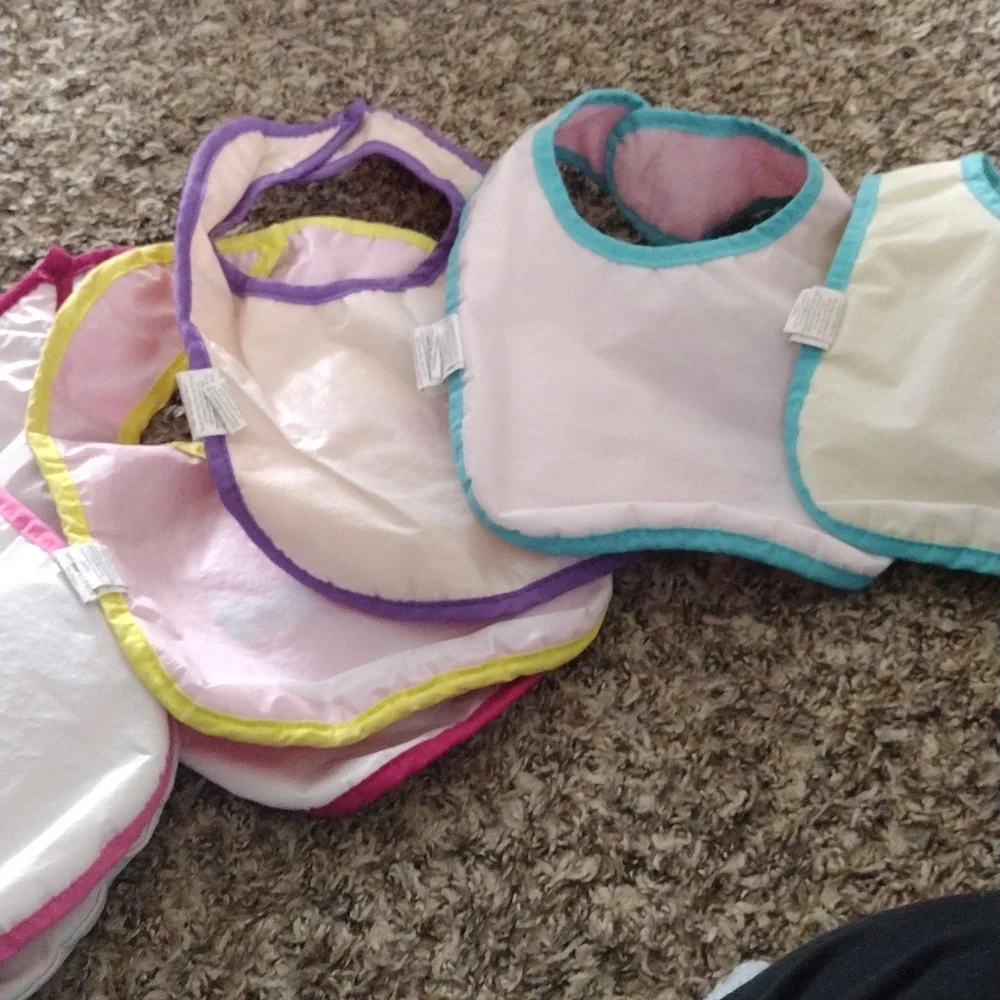 11 Baby Bibs Set - Assorted Pink, Yellow, Blue, White - Multiple Designs